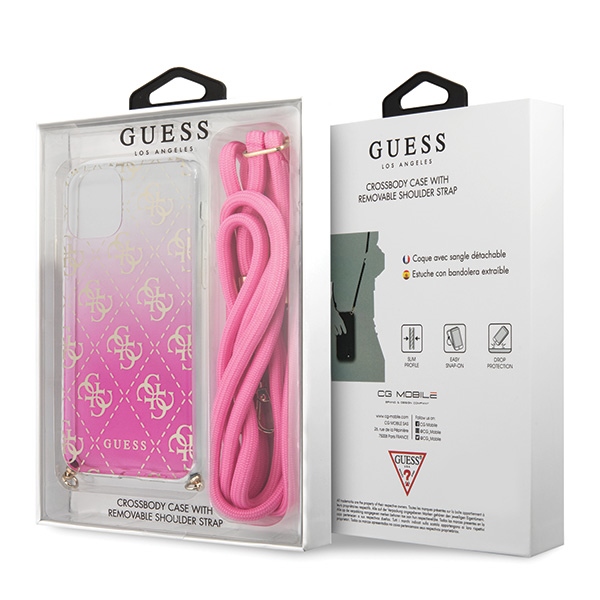 Guess GUHCN65WO4GPI iPhone 11 ProMax różowy/pink hard case 4G Gradient