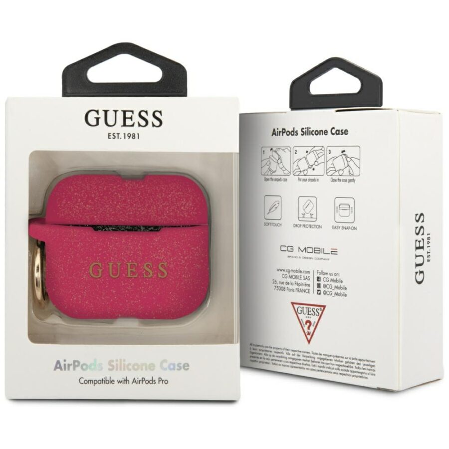 Guess GUACAPSILGLFU AirPods Pro cover fuksja/fuschia Silicone Glitter