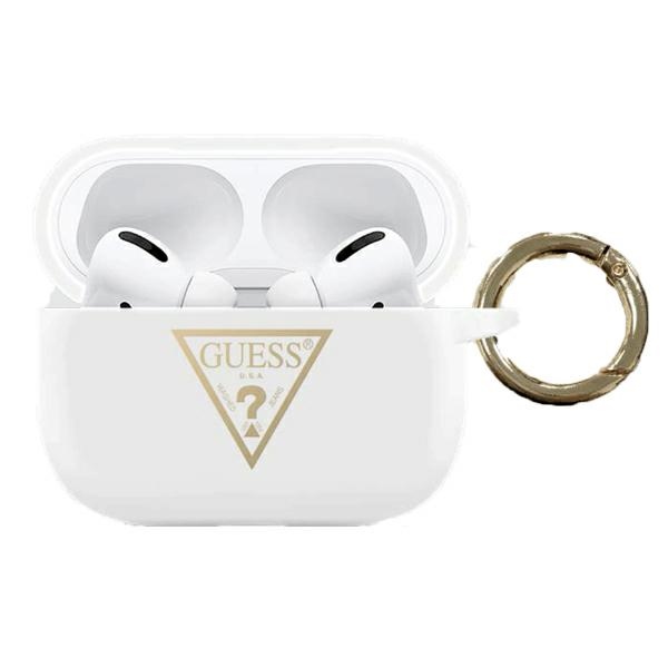 Guess GUACAPLSTLWH AirPods Pro cover biały/white Silicone Triangle Logo