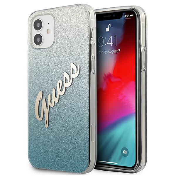 Guess GUHCP12SPCUGLSBL iPhone 12 mini5,4" niebieski/blue hardcase Glitter Gradient Script