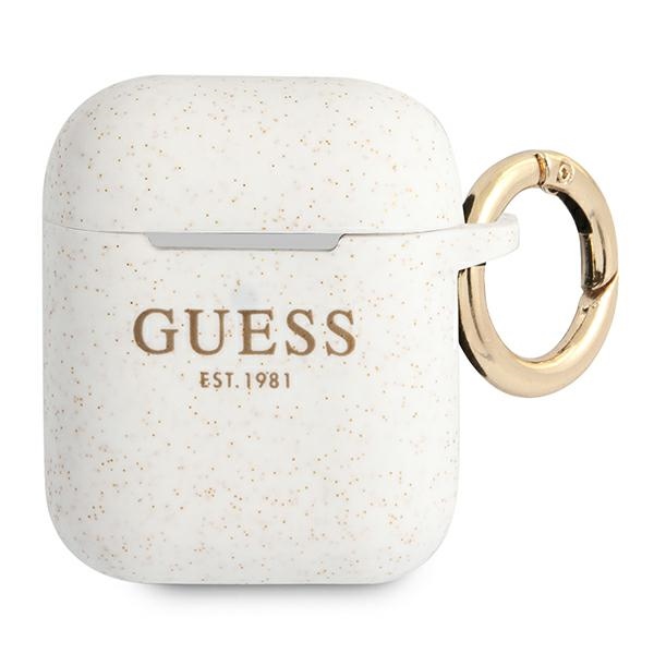 Guess GUA2SGGEH AirPods 1/2 cover biały/white Silicone Glitter