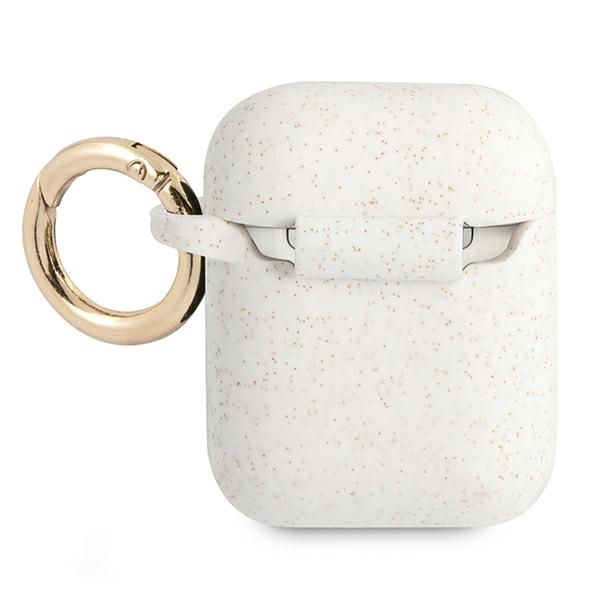 Guess GUA2SGGEH AirPods 1/2 cover biały/white Silicone Glitter