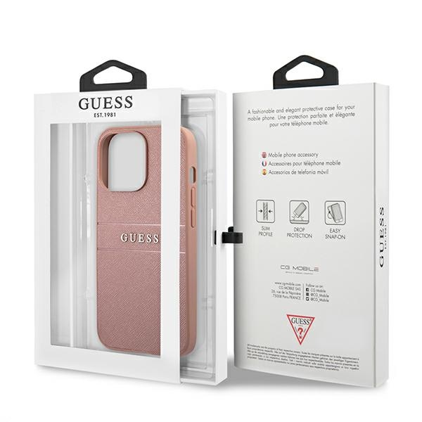 Guess GUHCP13LPSASBPI iPhone 13 Pro / 136,1" różowy/pink hardcase Saffiano Stripe