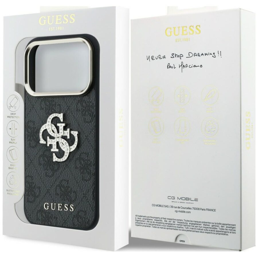Etui Guess 4G & Big Strass Logo doiPhone 18 Pro / 17 Pro czarny