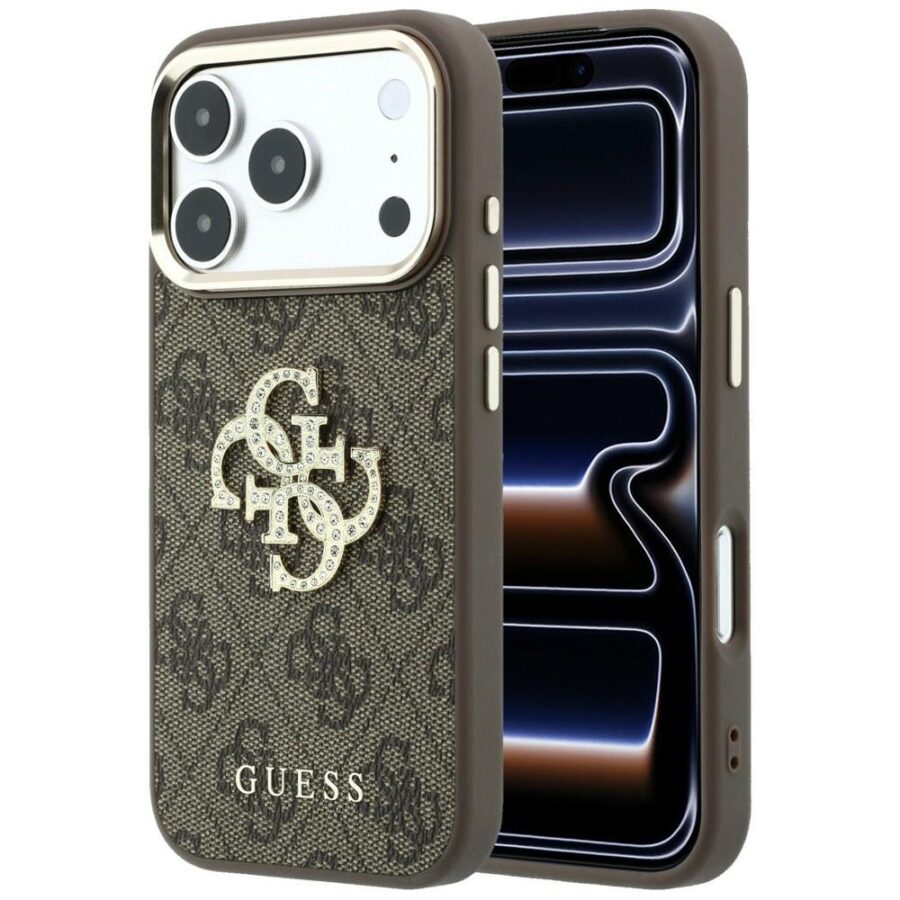 Etui Guess 4G & Big Strass Logo doiPhone 18 Pro / 17 Pro brązowy