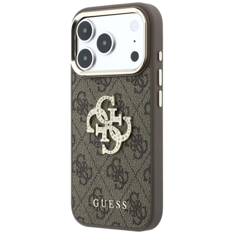 Etui Guess 4G & Big Strass Logo doiPhone 18 Pro / 17 Pro brązowy