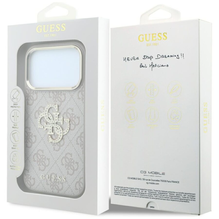 Etui Guess 4G & Big Strass Logo do iPhone 18 Pro Max / 17 Pro Max różowy
