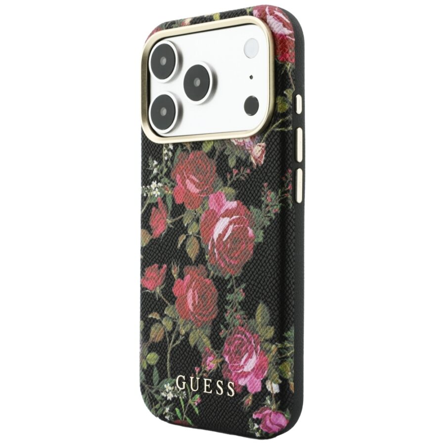 Etui Guess Blossom Roses Print  MagSafe do iPhone 18 Pro / 17 Pro czarny