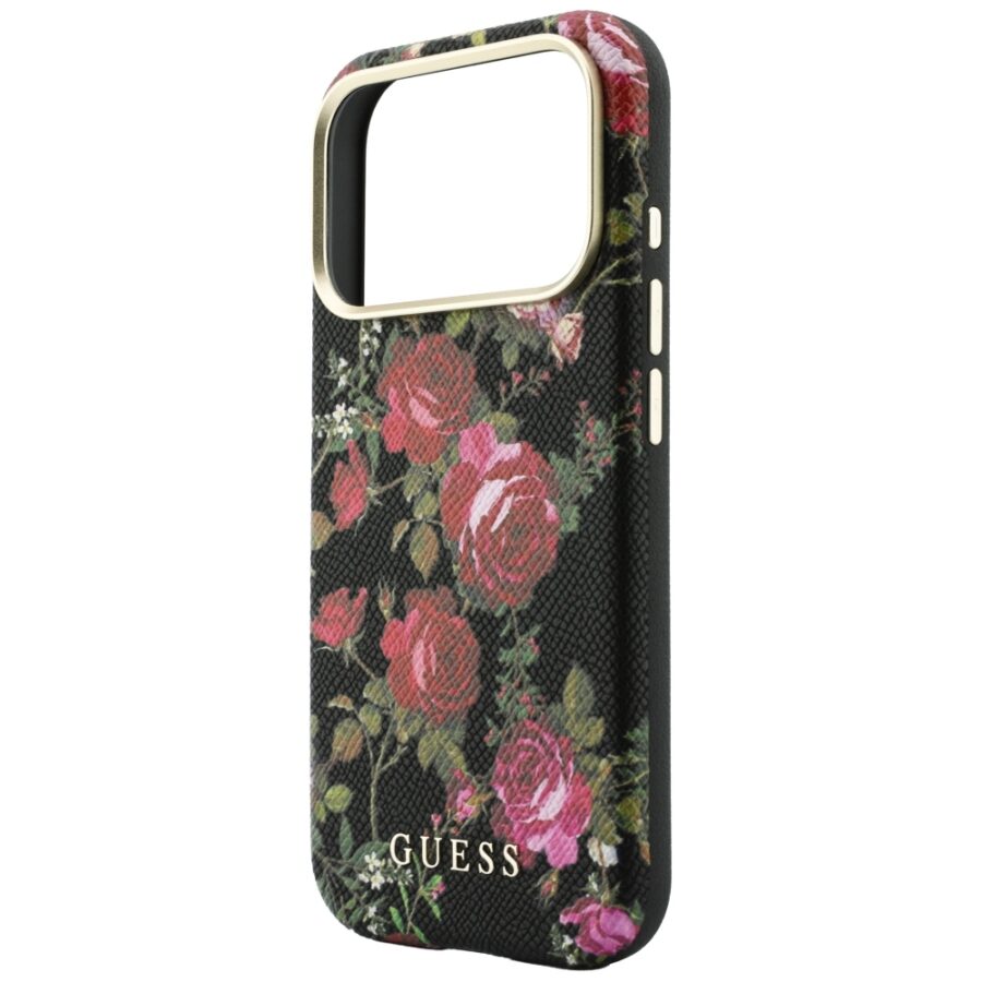 Etui Guess Blossom Roses Print  MagSafe do iPhone 18 Pro / 17 Pro czarny
