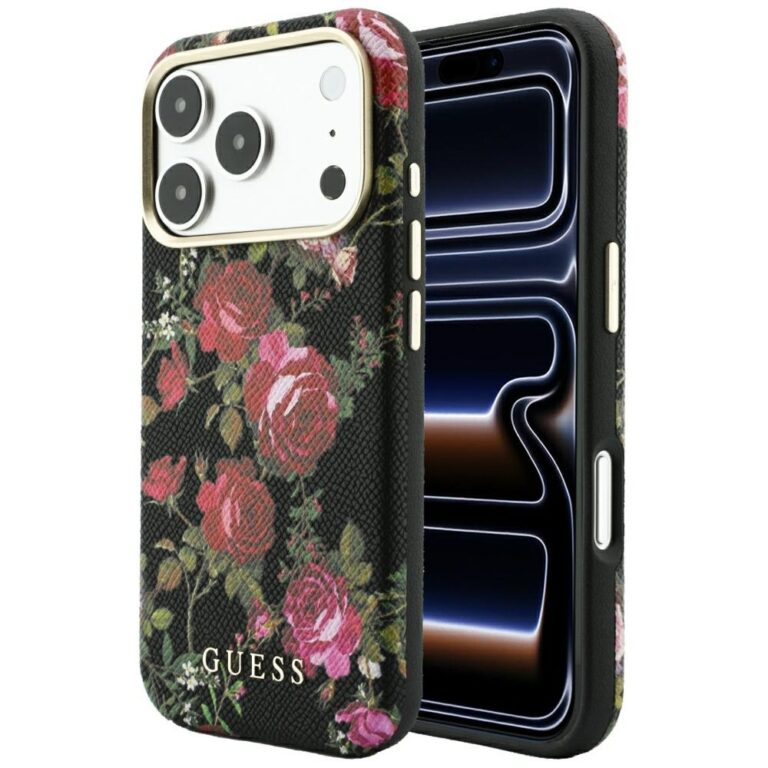 Etui Guess Blossom Roses Print  MagSafe do iPhone 18 Pro Max / 17 Pro Max czarny
