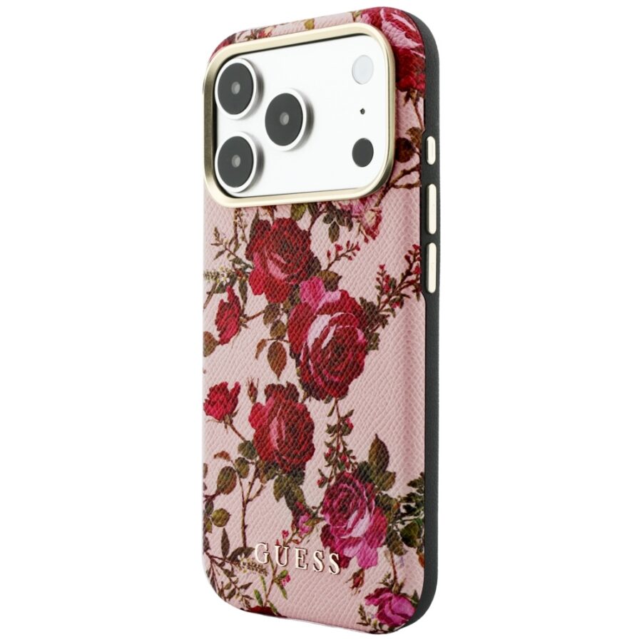 Etui Guess Blossom Roses Print  MagSafe do iPhone 18 Pro / 17 Pro różowy