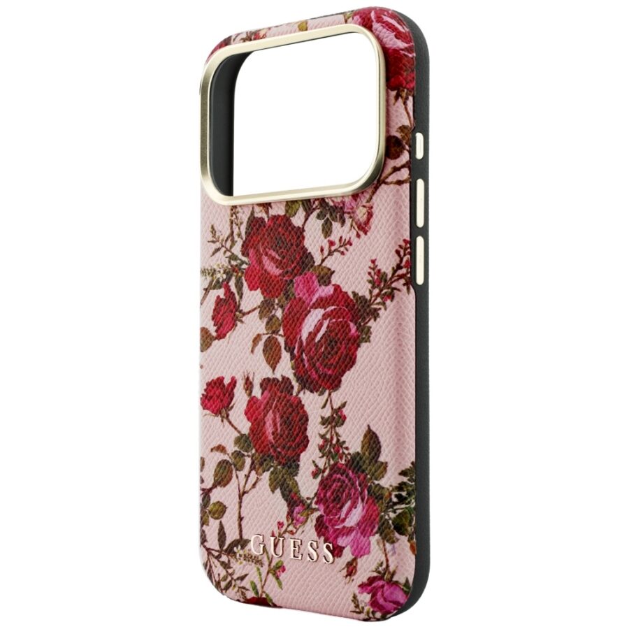 Etui Guess Blossom Roses Print  MagSafe do iPhone 18 Pro / 17 Pro różowy