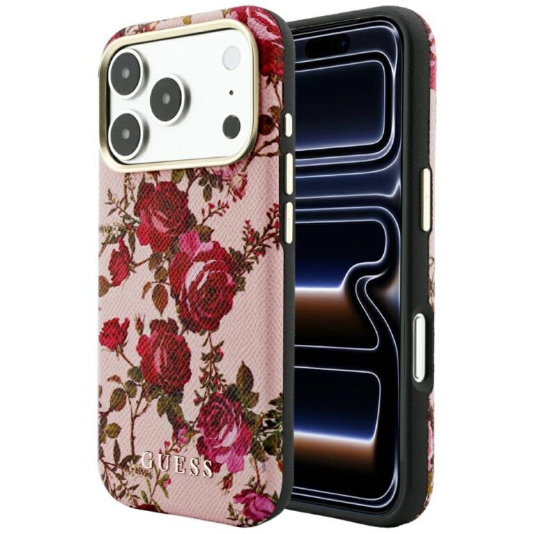 Etui Guess Blossom Roses Print  MagSafe do iPhone 18 Pro Max / 17 Pro Max różowy