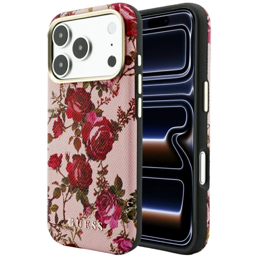Etui Guess Blossom Roses Print  MagSafe do iPhone 18 Pro Max / 17 Pro Max różowy