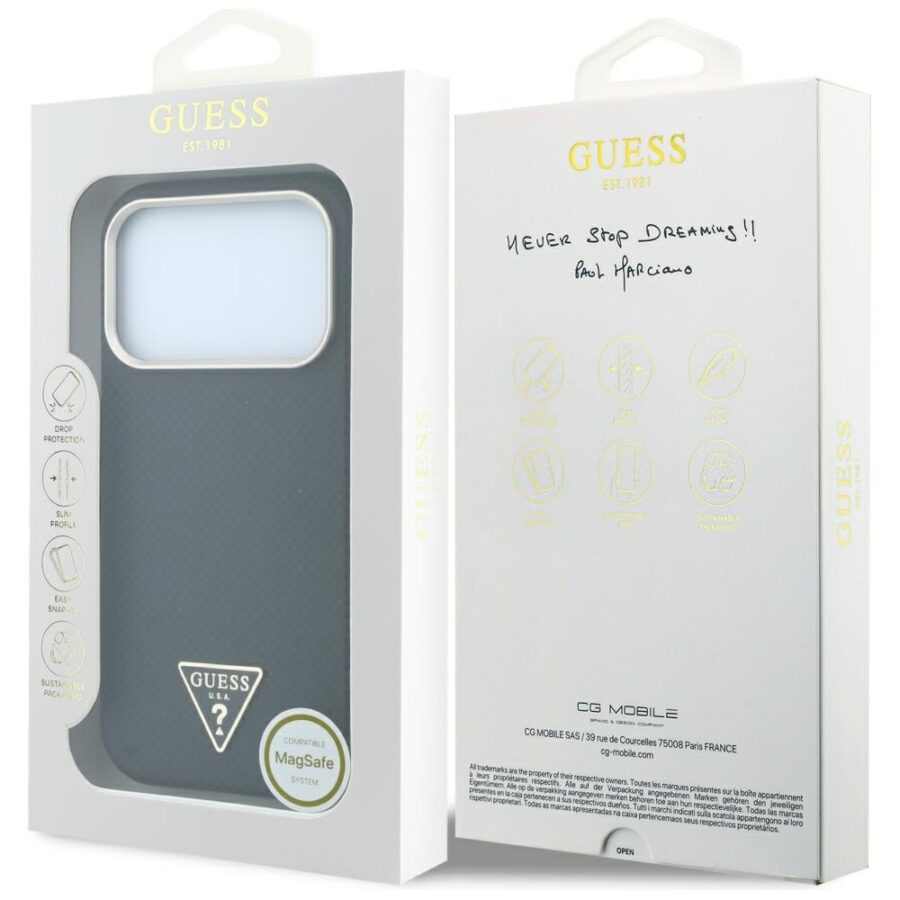 Etui Guess Kevlar Triangle Logo MagSafe do iPhone 18 Pro Max / 17 Pro Max czarny
