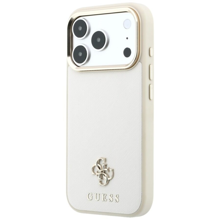 Etui Guess Saffiano Small 4G & Classic Logo MagSafe do iPhone 18 Pro / 17 Pro beżowy