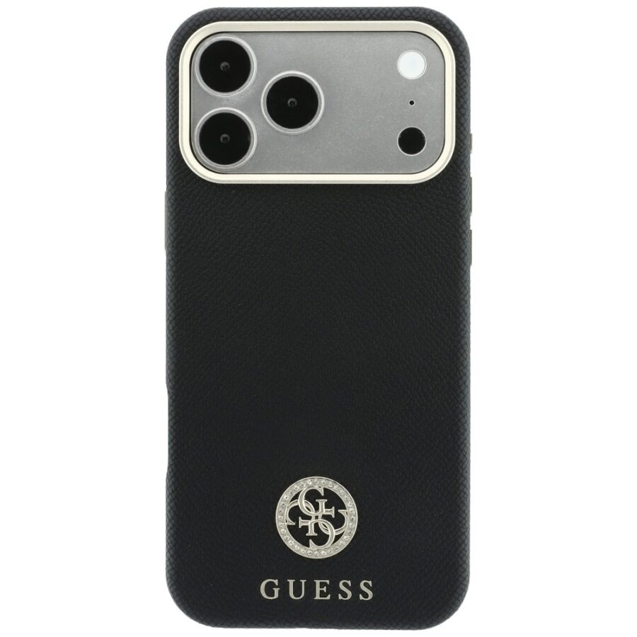 Etui Guess Grained Round Strass Logo MagSafe do iPhone 18 Pro / 17 Pro czarny