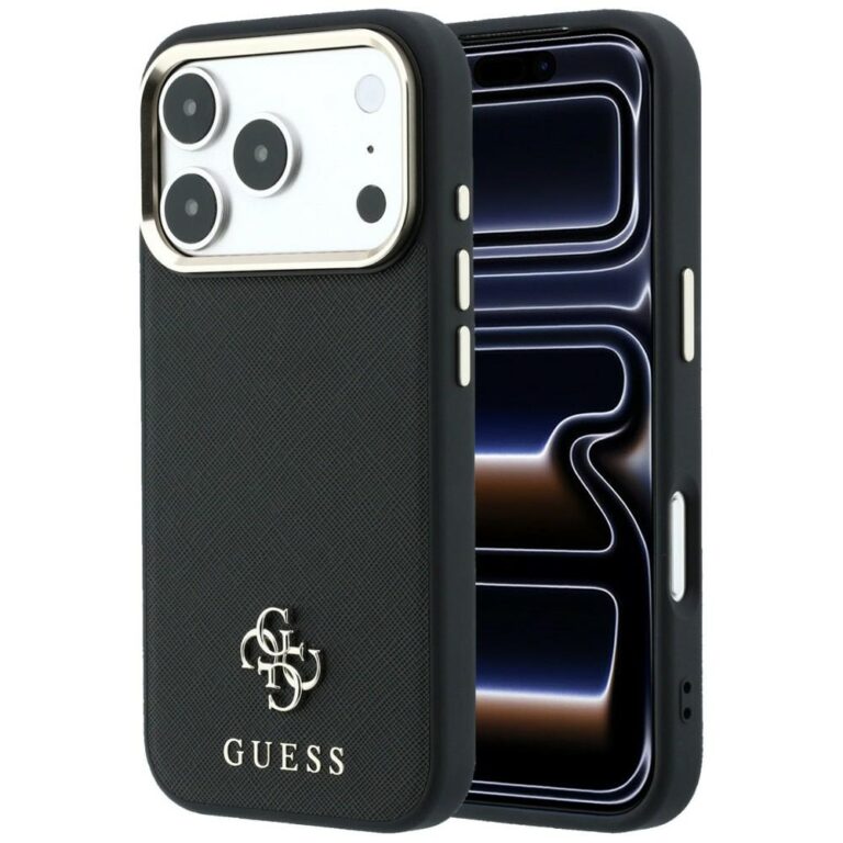 Etui Guess Saffiano Small 4G & Classic Logo MagSafe do iPhone 18 Pro / 17 Pro czarny