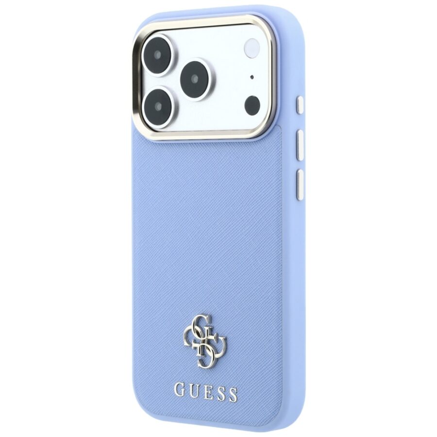 Etui Guess Saffiano Small 4G & Classic Logo MagSafe do iPhone 18 Pro / 17 Pro jasno niebieski