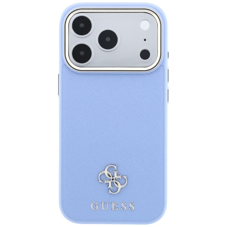 Etui Guess Saffiano Small 4G & Classic Logo MagSafe do iPhone 18 Pro / 17 Pro jasno niebieski