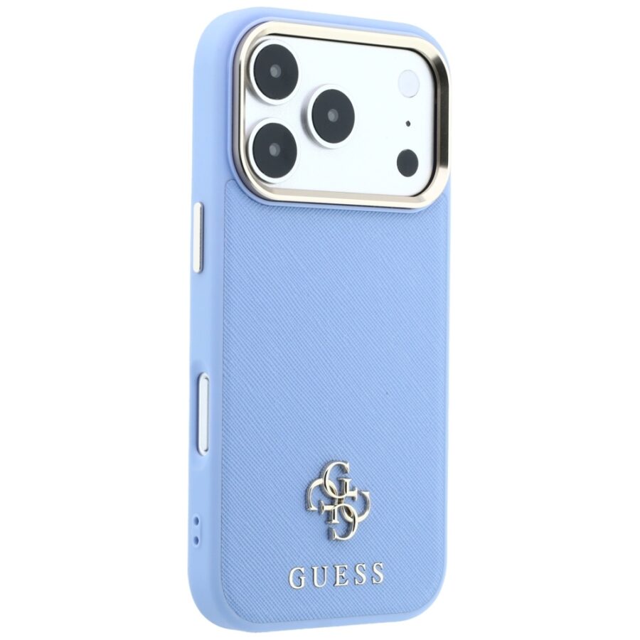 Etui Guess Saffiano Small 4G & Classic Logo MagSafe do iPhone 18 Pro / 17 Pro jasno niebieski