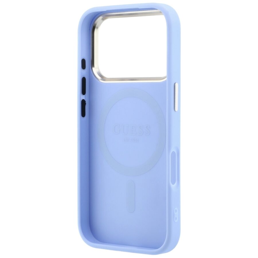 Etui Guess Saffiano Small 4G & Classic Logo MagSafe do iPhone 18 Pro / 17 Pro jasno niebieski