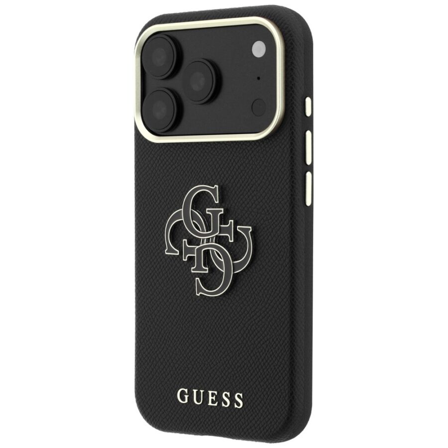 Etui Guess Grained & Big Resin Logo do iPhone 18 Pro / 17 Pro czarny