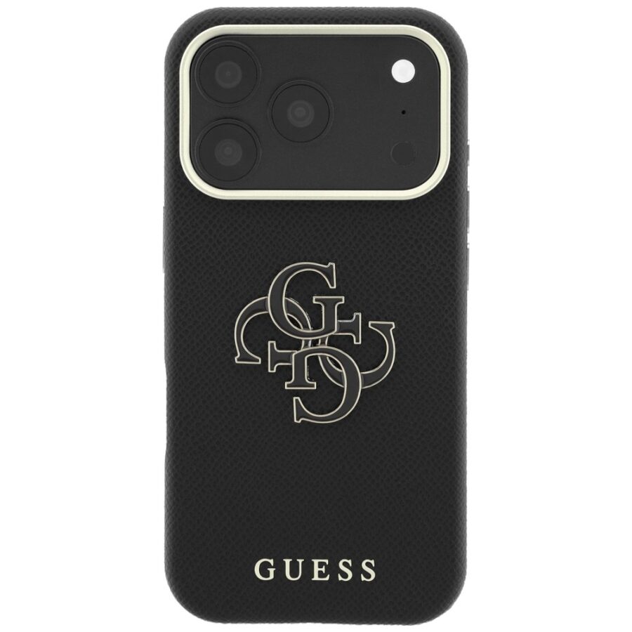 Etui Guess Grained & Big Resin Logo do iPhone 18 Pro / 17 Pro czarny