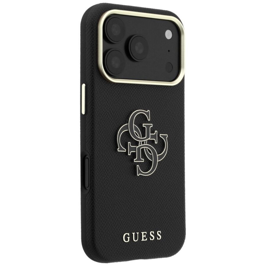 Etui Guess Grained & Big Resin Logo do iPhone 18 Pro / 17 Pro czarny