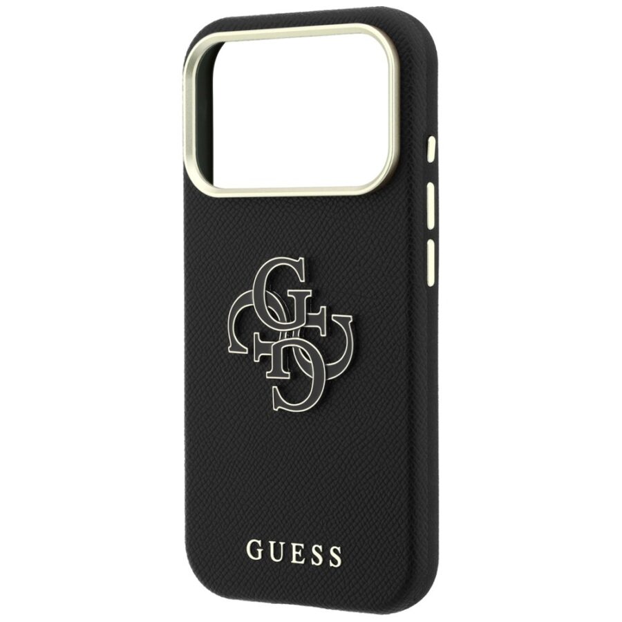 Etui Guess Grained & Big Resin Logo do iPhone 18 Pro / 17 Pro czarny