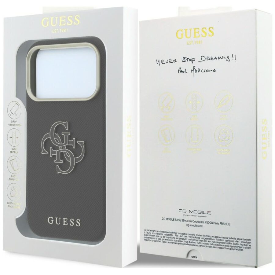 Etui Guess Grained & Big Resin Logo do iPhone 18 Pro / 17 Pro czarny