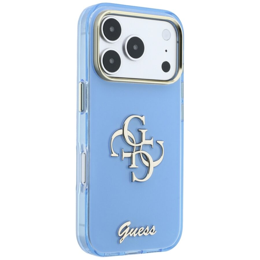Etui Guess IML 4G Script Metal do iPhone 18 Pro Max / 17 Pro Max jasno niebieski