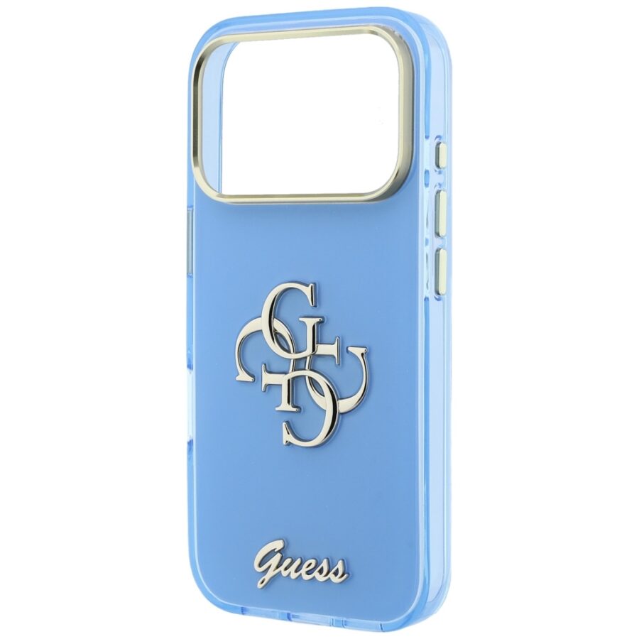 Etui Guess IML 4G Script Metal do iPhone 18 Pro Max / 17 Pro Max jasno niebieski