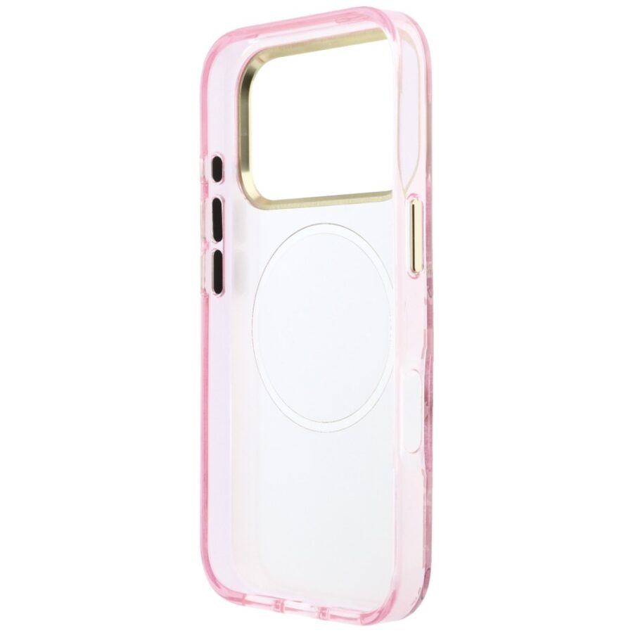 Etui Guess IML Glitter Blossom Roses MagSafe do iPhone 18 Pro Max / 17 Pro Max różowy