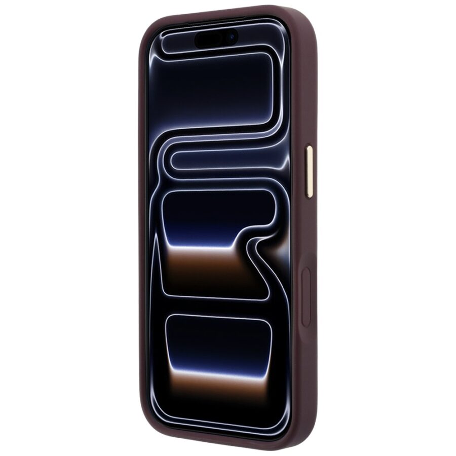 Etui Guess Ring Stand 360 Grained Classic Logo MagSafe do iPhone 18 Pro / 17 Pro burgundowy