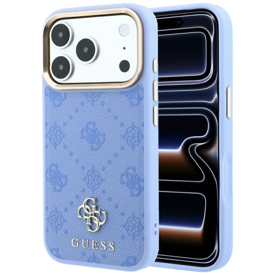 Etui Guess Peony 4G Small Logo MagSafe do iPhone 18 Pro / 17 Pro jasnoniebieski