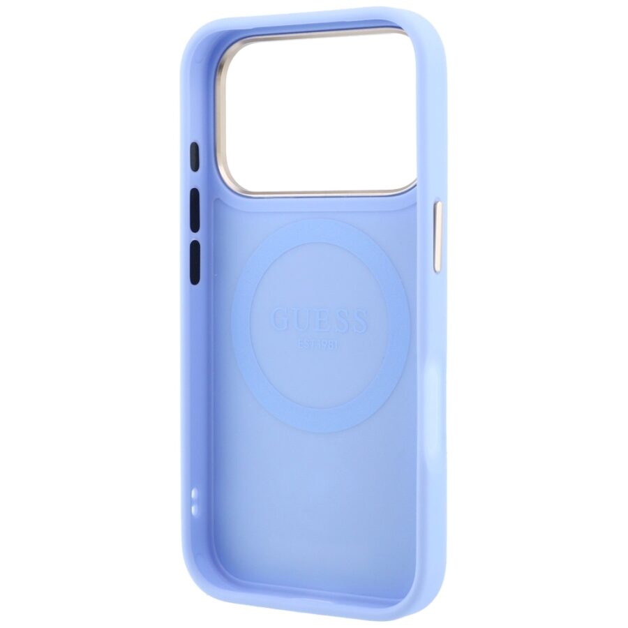 Etui Guess Peony 4G Small Logo MagSafe do iPhone 18 Pro / 17 Pro jasnoniebieski