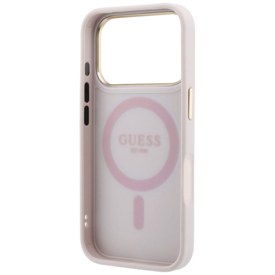 Etui Guess Ring Stand 360 4G Classic Logo MagSafe do iPhone 18 Pro / 17 Pro różowy
