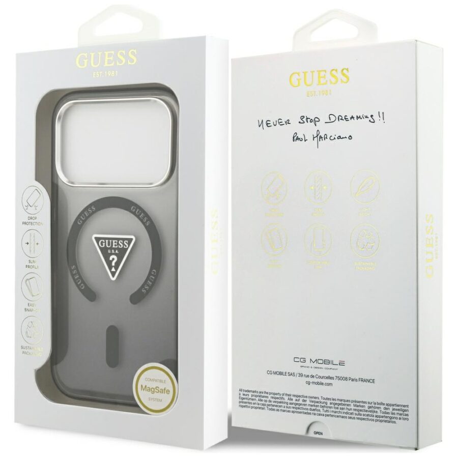 Etui Guess IML Gradient Triangle Logo MagSafe do iPhone 18 Pro Max / 17 Pro Max czarny