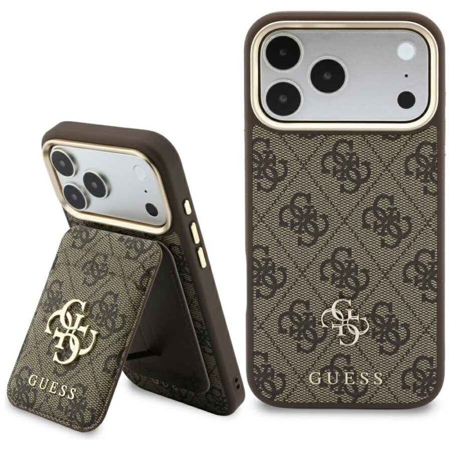 Etui Guess 4G z portfelem Magsafe do iPhone 18 Pro / 17 Pro brązowy