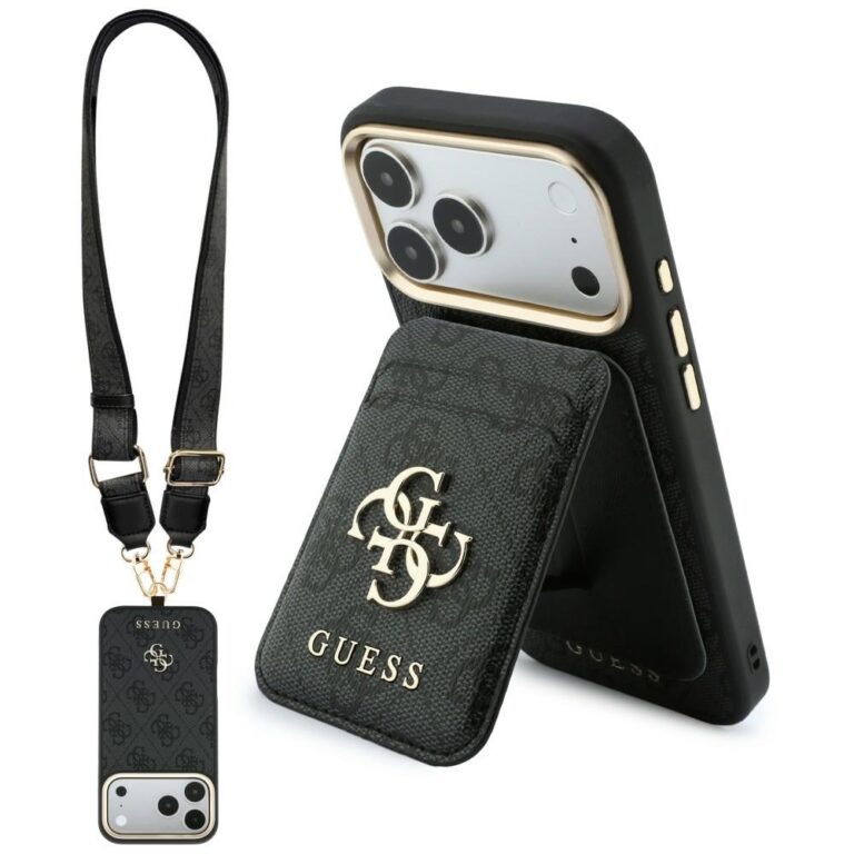 Etui Guess 4G z portfelem i smyczą       Magsafe do iPhone 18 Pro / 17 Pro brązowy