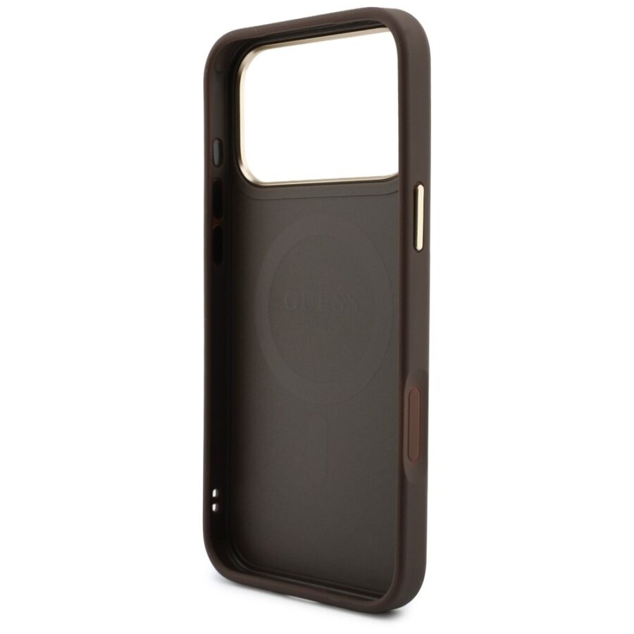 Etui Guess 4G z portfelem i smyczą Magsafe do iPhone 18 Pro Max / 17 Pro Max brązowy