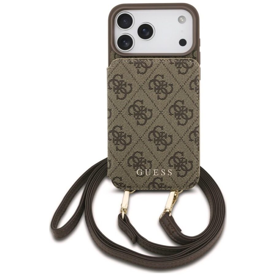 Etui Guess 4G Cardslots & Magnetic Closure Crossbody do iPhone 18 Pro / 17 Pro brązowy