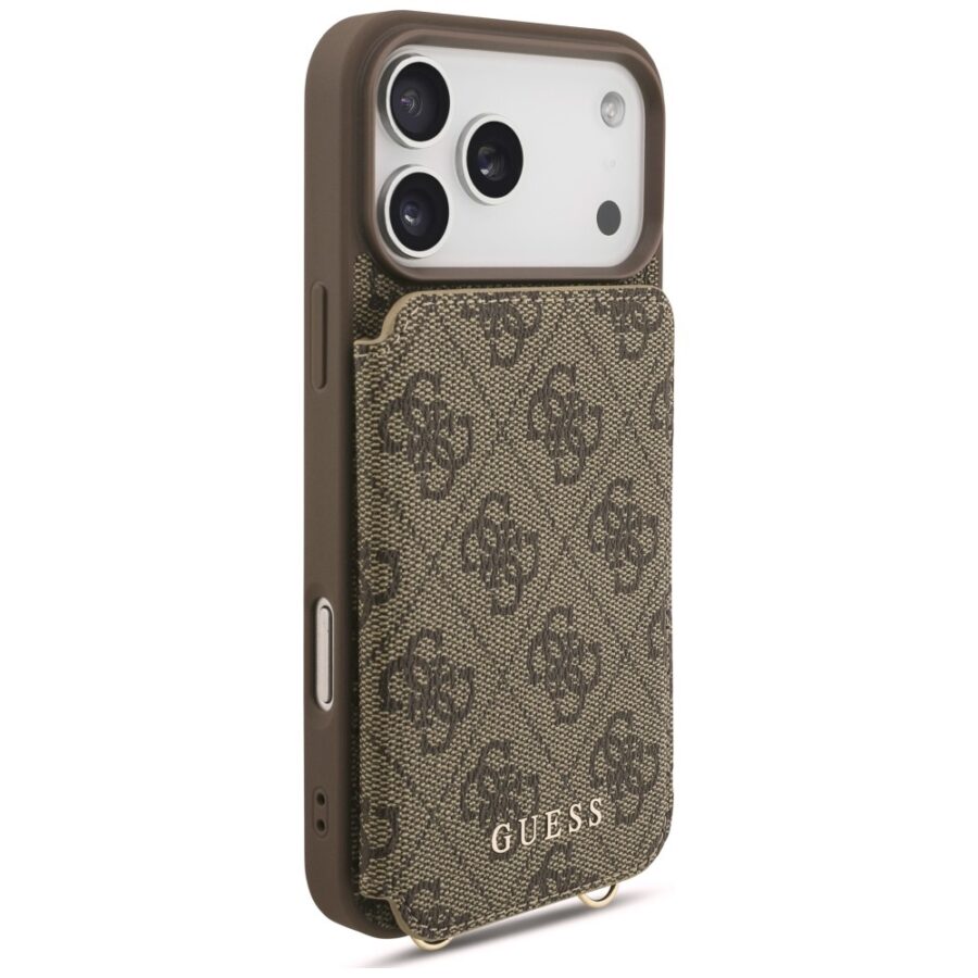 Etui Guess 4G Cardslots & Magnetic Closure Crossbody do iPhone 18 Pro / 17 Pro brązowy