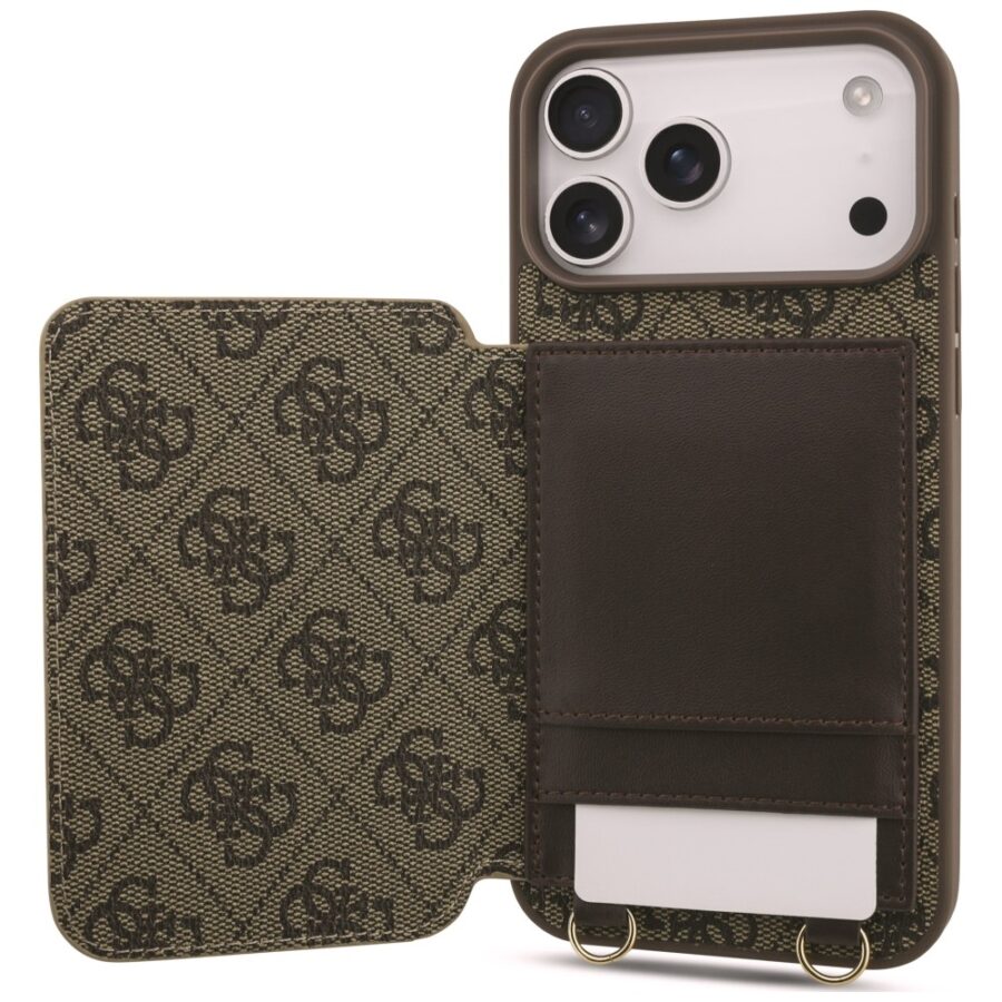 Etui Guess 4G Cardslots & Magnetic Closure Crossbody do iPhone 18 Pro / 17 Pro brązowy