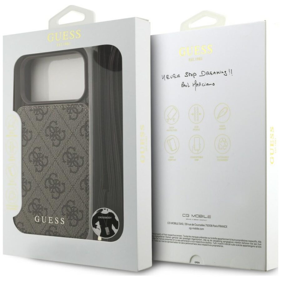 Etui Guess 4G Cardslots & Magnetic Closure Crossbody do iPhone 18 Pro / 17 Pro brązowy