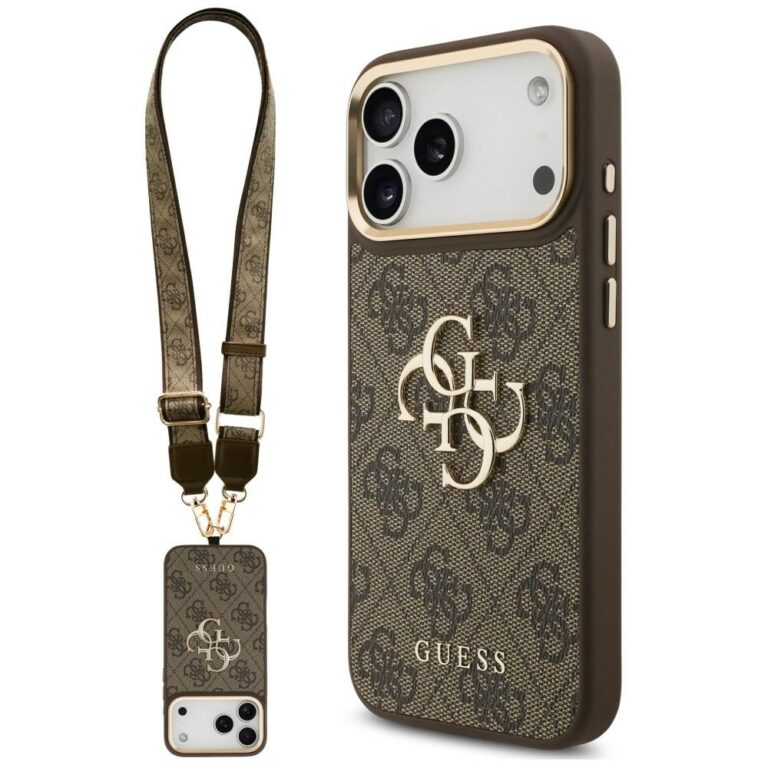 Etui Guess 4G Big 4G Classic Logo Big Strap Metal Buttons do iPhone 18 Pro / 17 Pro brązowy
