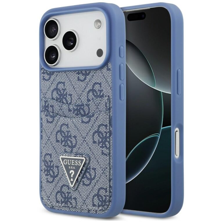 Etui Guess 4G Double Card Triangle do iPhone 18 Pro / 17 Pro niebieski