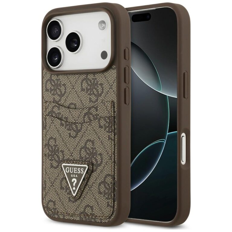 Etui Guess 4G Double Card Triangle do iPhone 18 Pro / 17 Pro brązowy