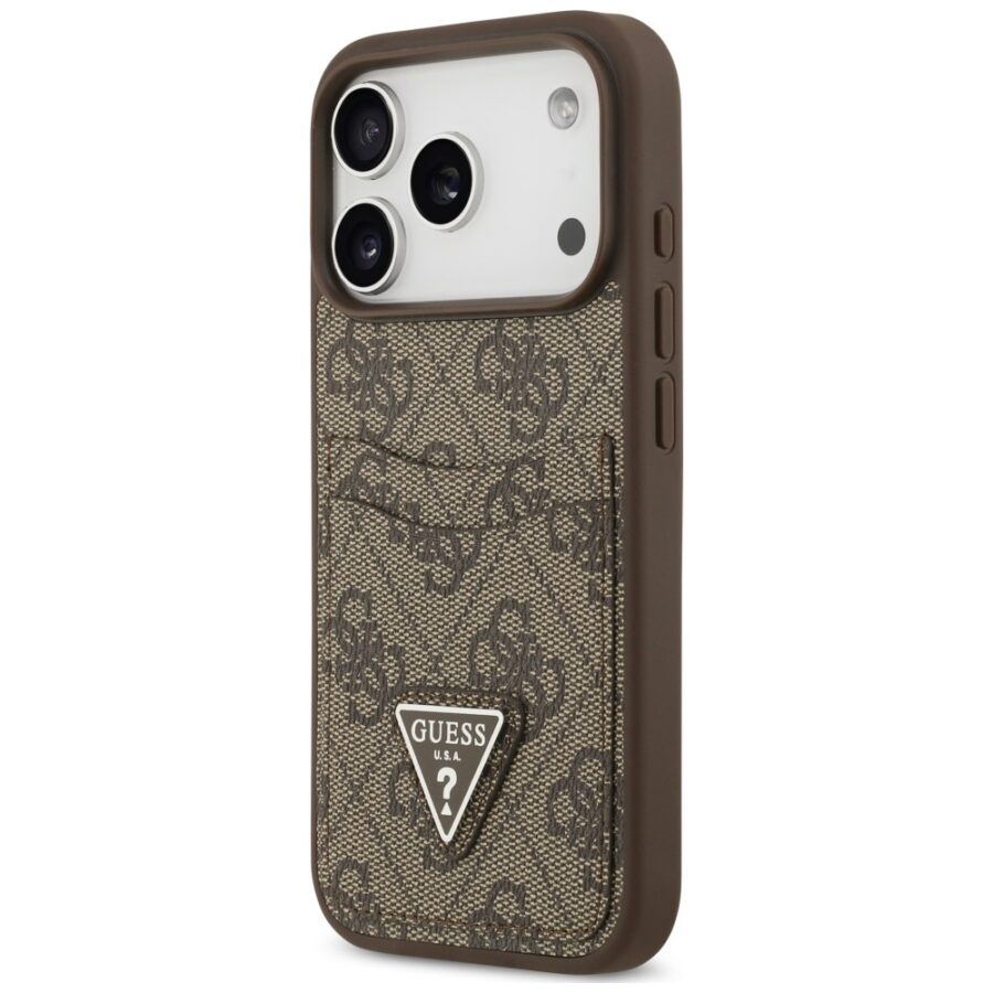 Etui Guess 4G Double Card Triangle do iPhone 18 Pro / 17 Pro brązowy